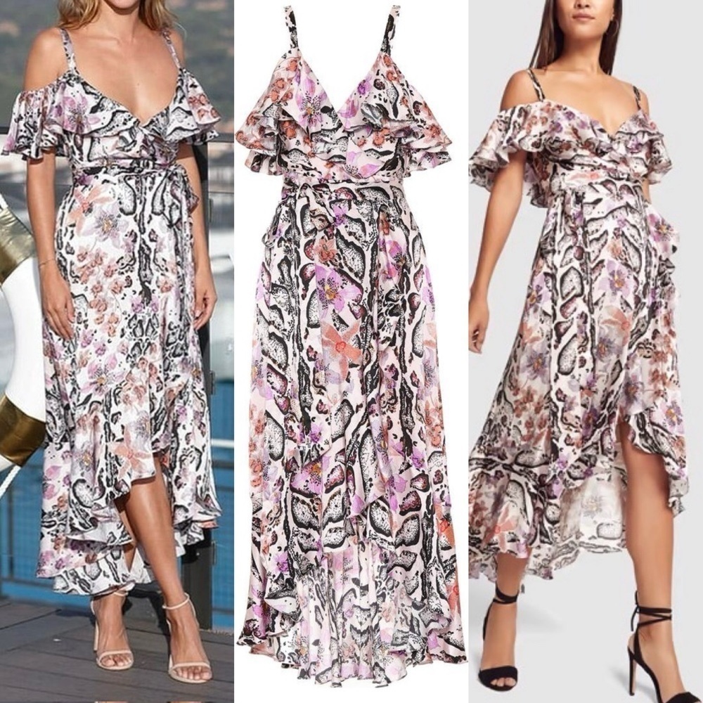 Temperley London Silk Asymmetric Multicolored Orchid Print Dress Size 6‎